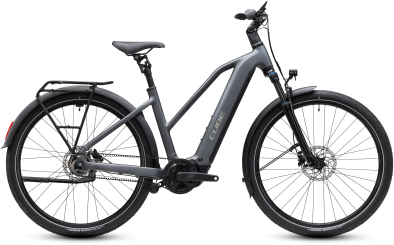 Cube Touring Hybrid Deluxe SLX 800 slabgrey´n´chrome 28 2027 Elektromos Onroad Trekking Trapeze Kerékpár - szürke