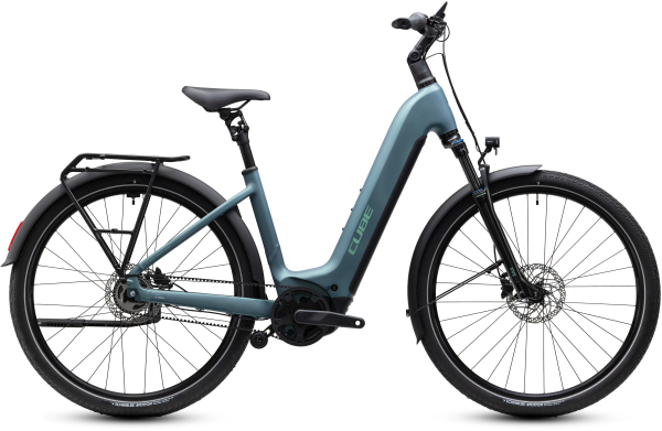 Cube Touring Hybrid Deluxe SLX 800 greengranit´n´green 28" 2027 Elektromos Onroad Trekking Easy Entry Kerékpár - világoskék