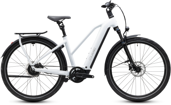 Cube Kathmandu Hybrid Deluxe Pro 800 metallicwhite´n´chrome 28" 2027 Elektromos Onroad Trekking Trapeze Kerékpár - fehér
