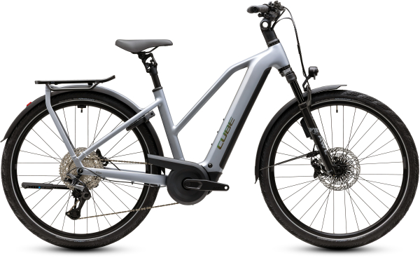Cube Kathmandu Hybrid EXC 800 slategrey´n´chrome 28" 2027 Elektromos Onroad Trekking Trapeze Kerékpár - világosszürke