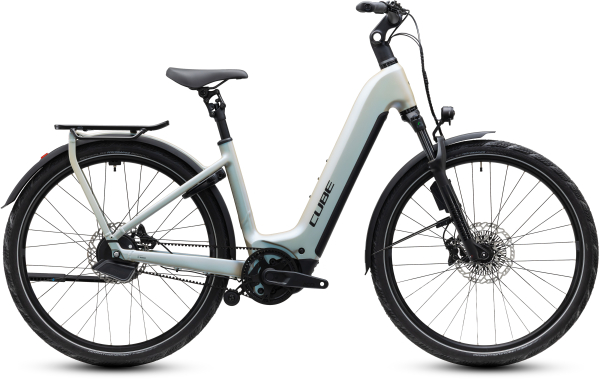 Cube Kathmandu Hybrid Deluxe EXC 800 glintsand´n´black 28" 2027 Elektromos Onroad Trekking Easy Entry Kerékpár - világosszürke