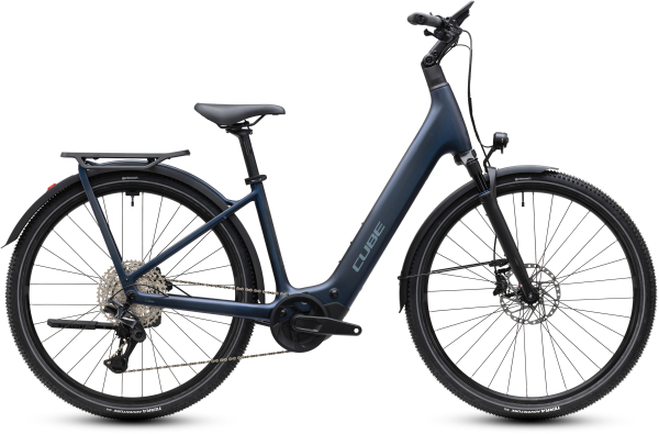 Cube Kathmandu Hybrid C:62 Pro 400X liquidsteel´n´prizm 28" 2027 Elektromos Onroad Trekking Easy Entry Kerékpár - sötétkék