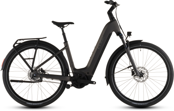 Cube Touring Hybrid Comfort SLX 800 Easy Entry Elektromos Onroad Trekking Kerékpár - charcoal´n´chrome - barna