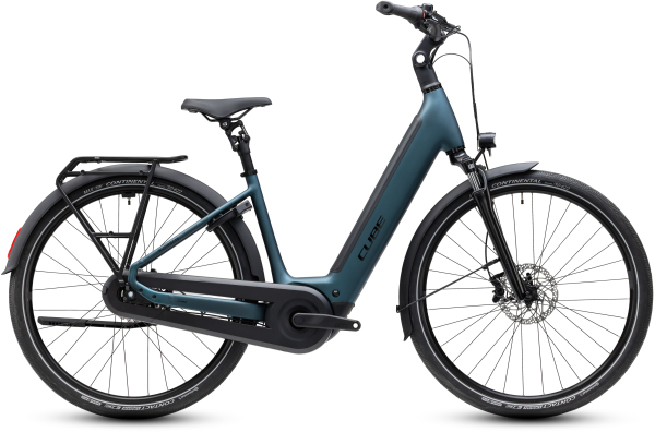 Cube Supreme RT Hybrid Comfort EX 600 royalgreen´n´black 28" 2027 Elektromos Onroad Trekking Easy Entry Kerékpár - sötétkék