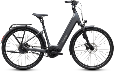 Cube Supreme Hybrid Deluxe SLT 600 slabgrey´n´chrome 28 2027 Elektromos Onroad Trekking Easy Entry Kerékpár - szürke