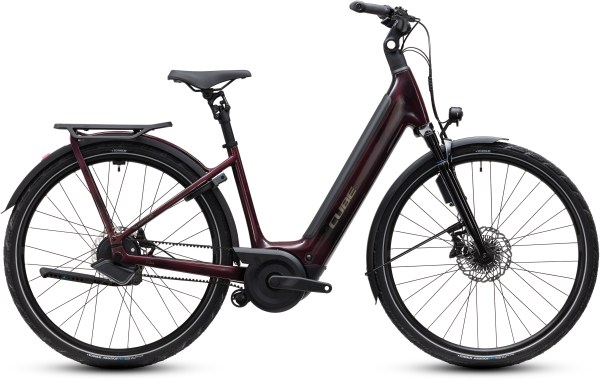 Cube Supreme Hybrid C:62 Deluxe SLT 600 liquidred´n´chrome 28" 2027 Elektromos Onroad Trekking Easy Entry Kerékpár - bordó