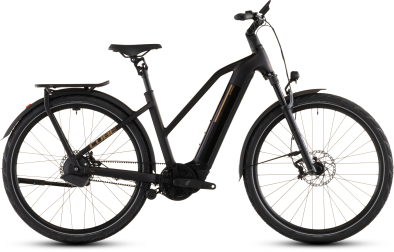 Cube Kathmandu Hybrid Comfort SLX 800 Trapeze Elektromos Onroad Trekking Kerékpár - solareclipse´n´gold - fekete
