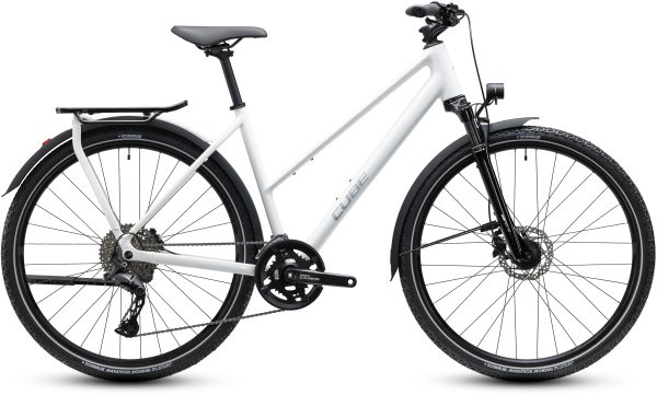 Cube Kathmandu Pro metallicwhite´n´chrome 28" 2027 Onroad Trekking Trapeze Kerékpár - fehér