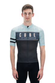 Cube Blackline CMPT S/S Rövidujjú Férfi Kerékpáros Mez Szürke-Kék - szürke