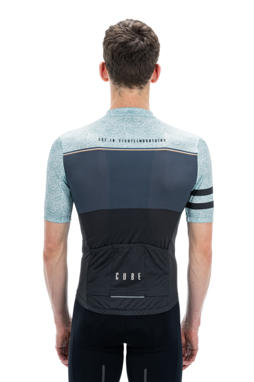 Cube Blackline CMPT S/S Rövidujjú Férfi Kerékpáros Mez Szürke-Kék - szürke