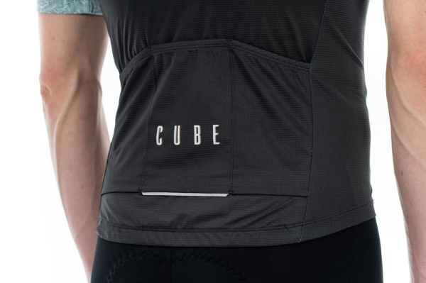 Cube Blackline CMPT S/S Rövidujjú Férfi Kerékpáros Mez Szürke-Kék - szürke