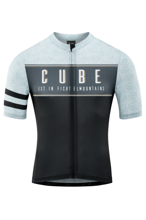 Cube Blackline CMPT S/S Rövidujjú Férfi Kerékpáros Mez Szürke-Kék - szürke