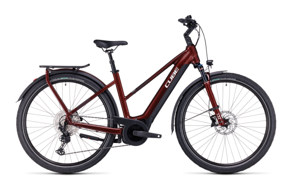 Cube Touring Hybrid EXC 625 Női Elektromos Trekking Kerékpár - piros